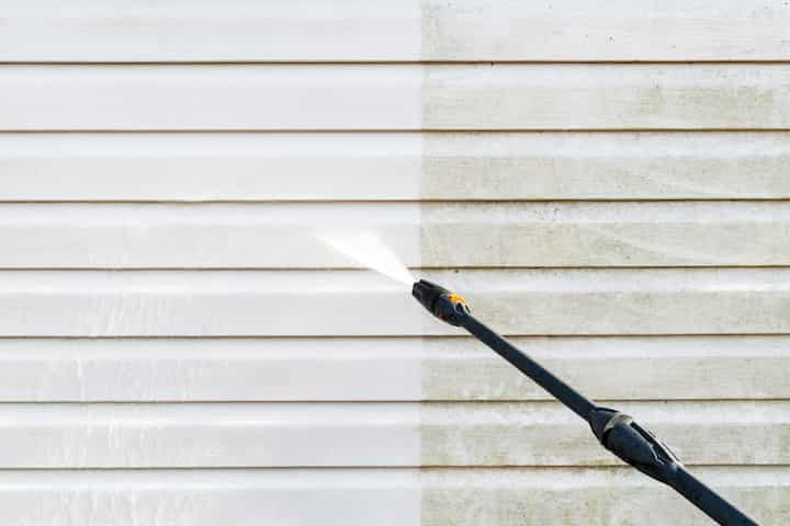 Residential exterior power washing in Allentown, PA: Before and after transformation.